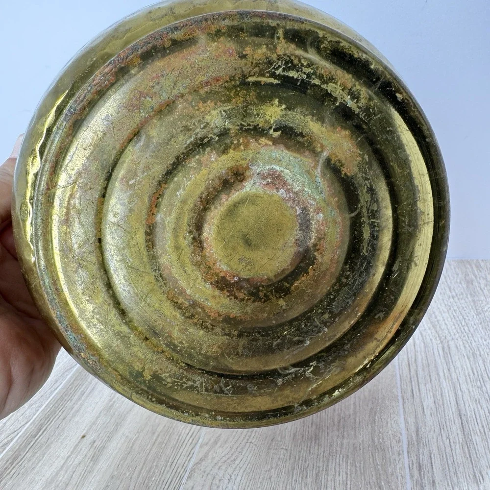 Vintage Hammered Brass‎ Planter Cachepot Bowl MCM Hollywood Regency Decor